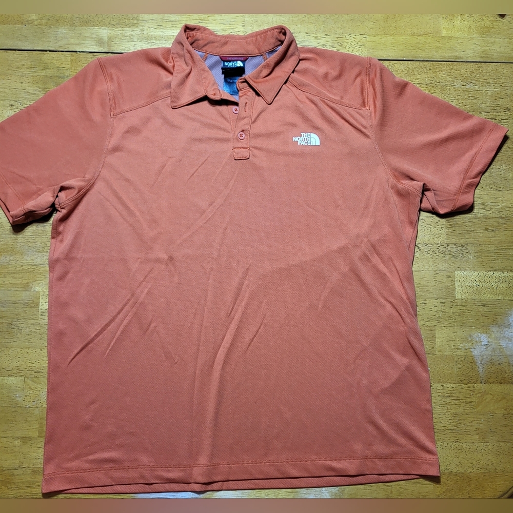 THE NORTH FACE COLLARED SHIRT ORANGE SHORT-SLEEVED SZ L GREATCONDITION.